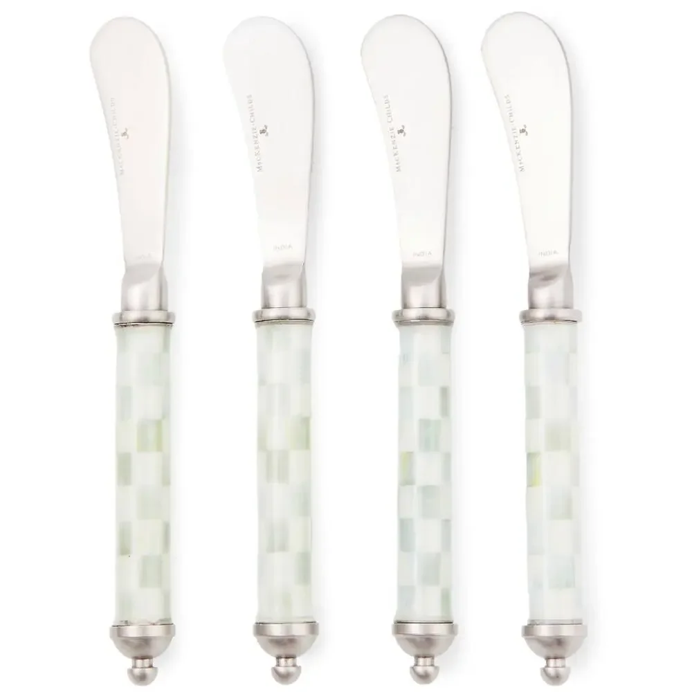 Brand New Mackenzie-Childs Sterling Check Supper Club Spreaders Set
